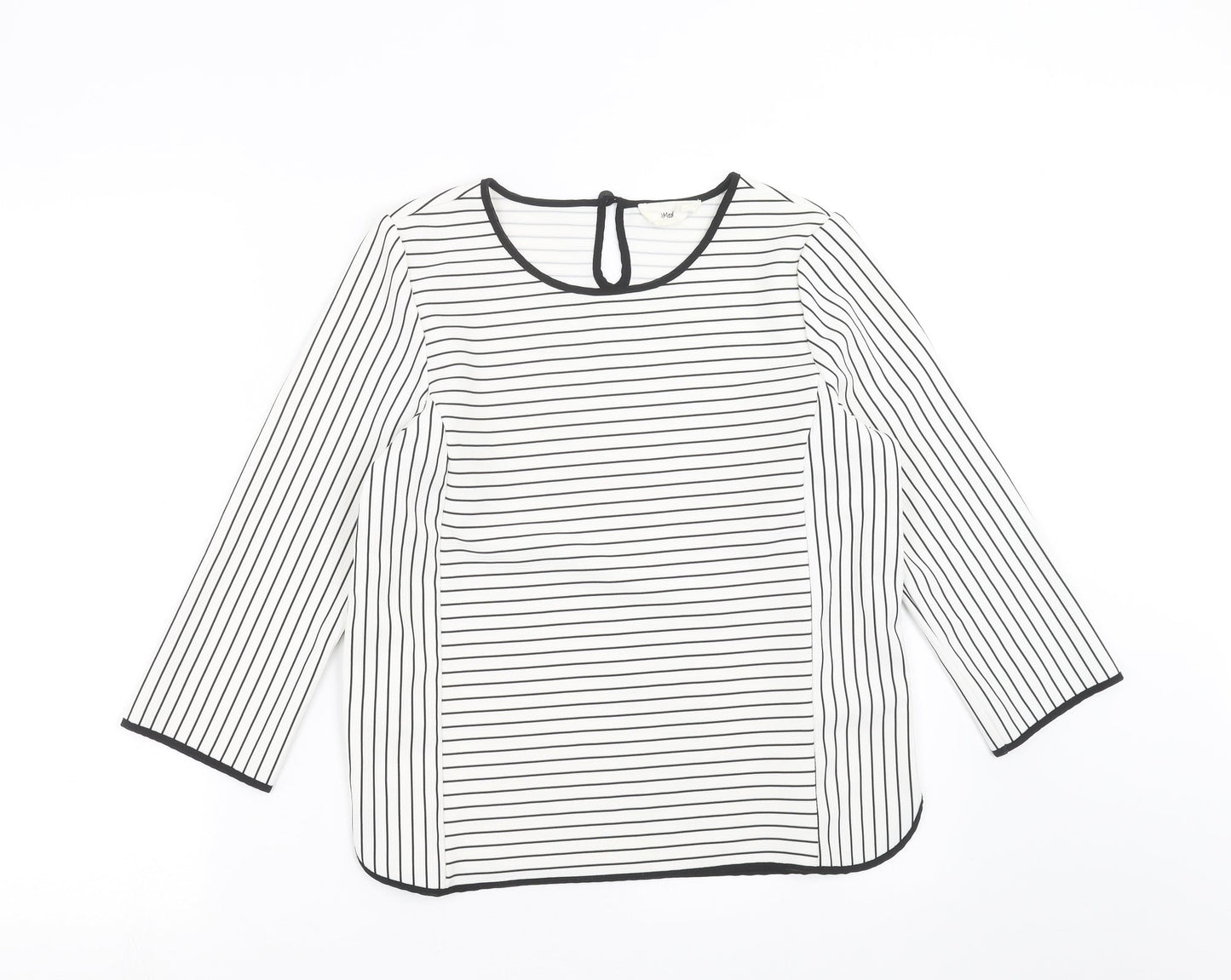 VERO MODA Womens White Striped  Basic Blouse Size S