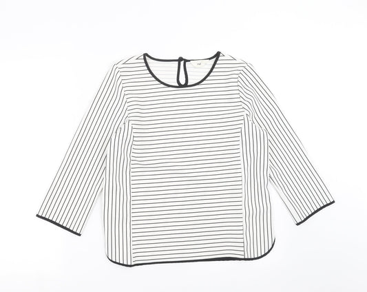 VERO MODA Womens White Striped  Basic Blouse Size S