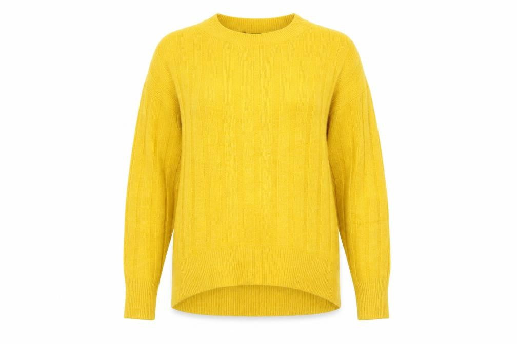 F&F Womens Yellow Striped Knit Pullover Jumper Size 8