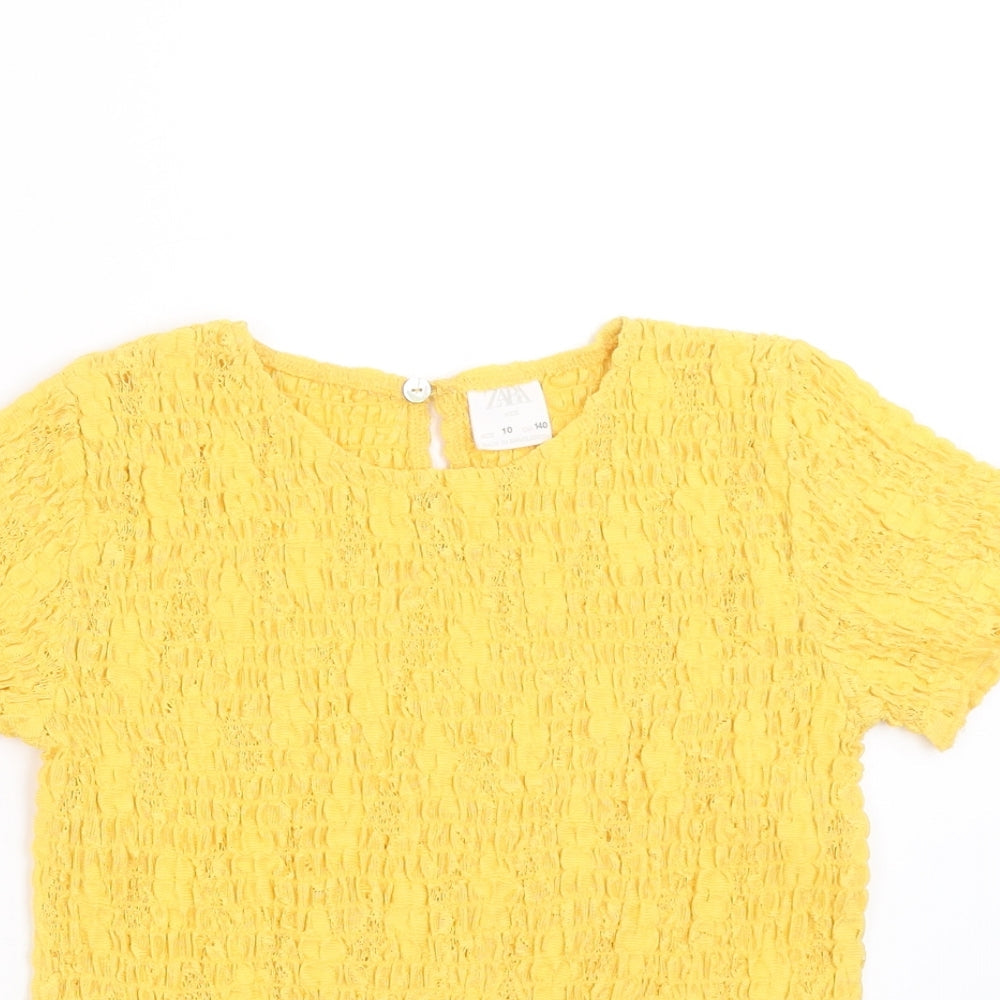 Zara Girls Yellow   Basic T-Shirt Size 10 Years