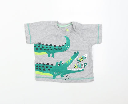 Additional front view of Matalan Baby Grey Basic T-Shirt, size 9-12, Months