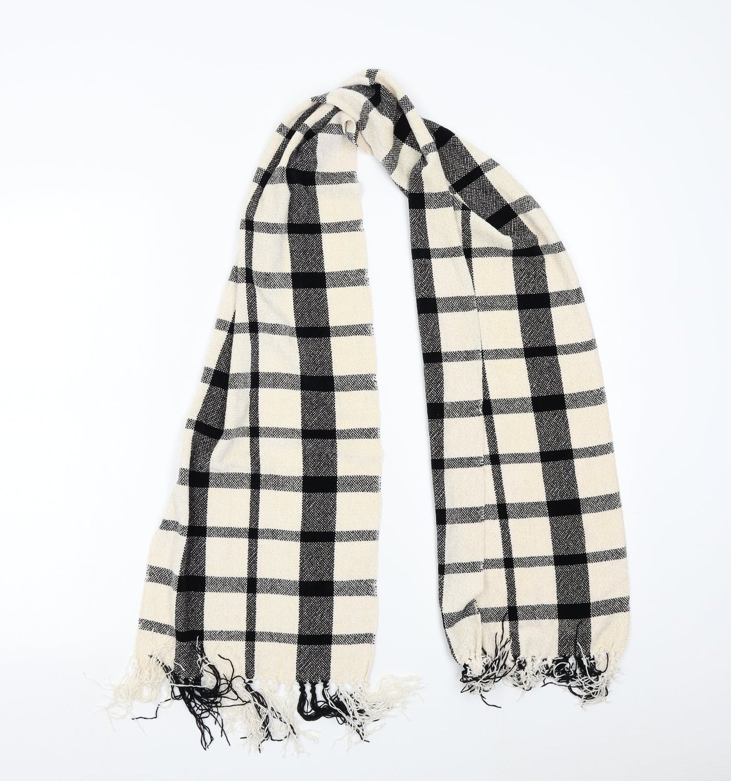 Preworn Womens Beige Check   Scarf