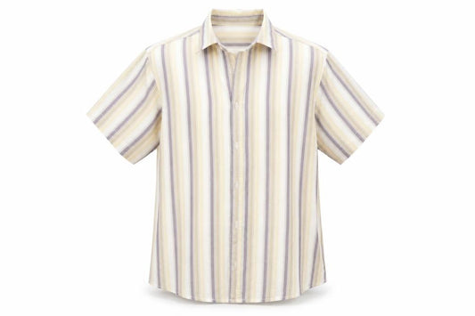 BHS Mens Beige Striped   Button-Up Size M