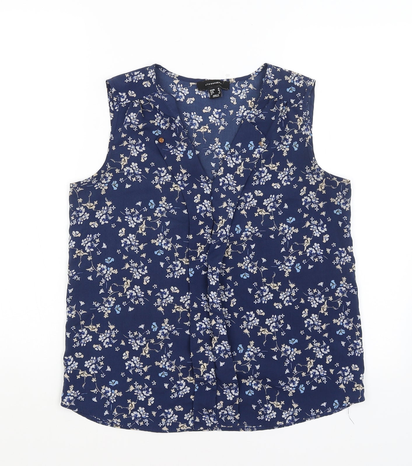 Atmosphere Womens Blue Floral  Basic Blouse Size 10