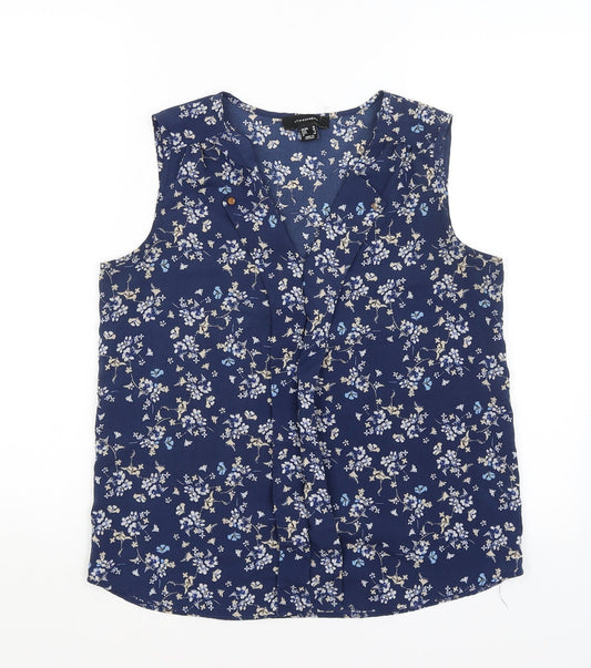 Atmosphere Womens Blue Floral  Basic Blouse Size 10