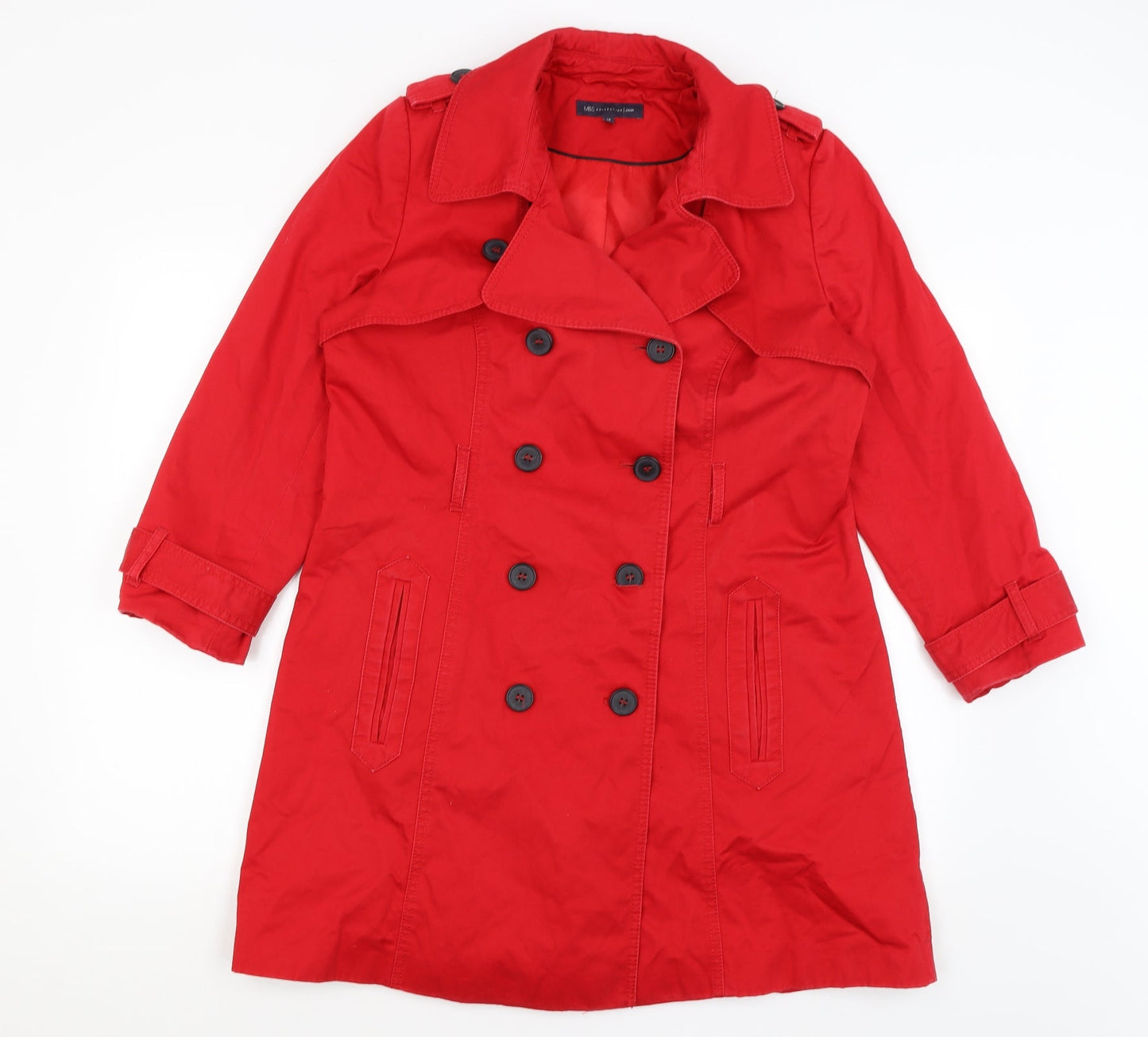 M&S Womens Red   Overcoat Coat Size 14