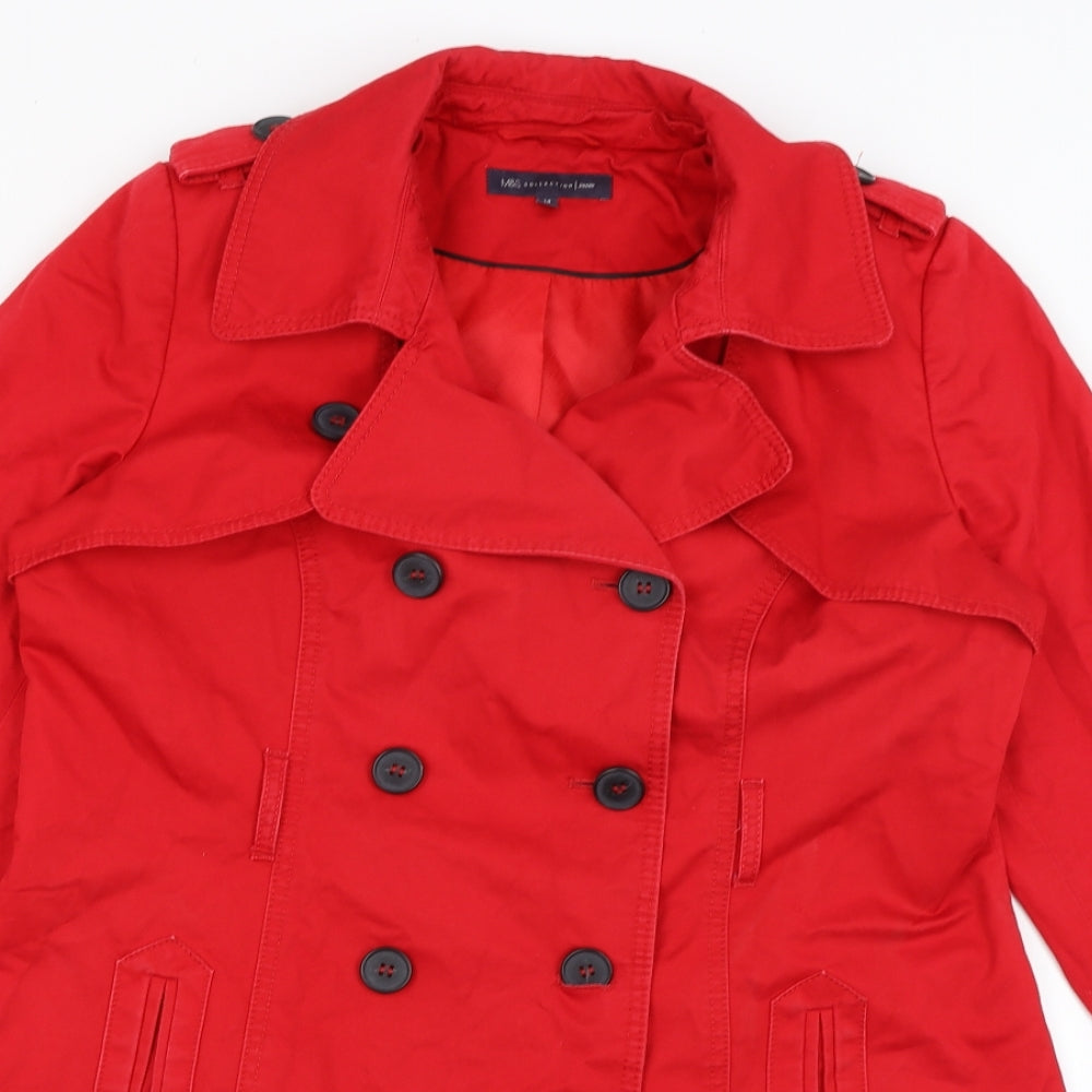 M&S Womens Red   Overcoat Coat Size 14