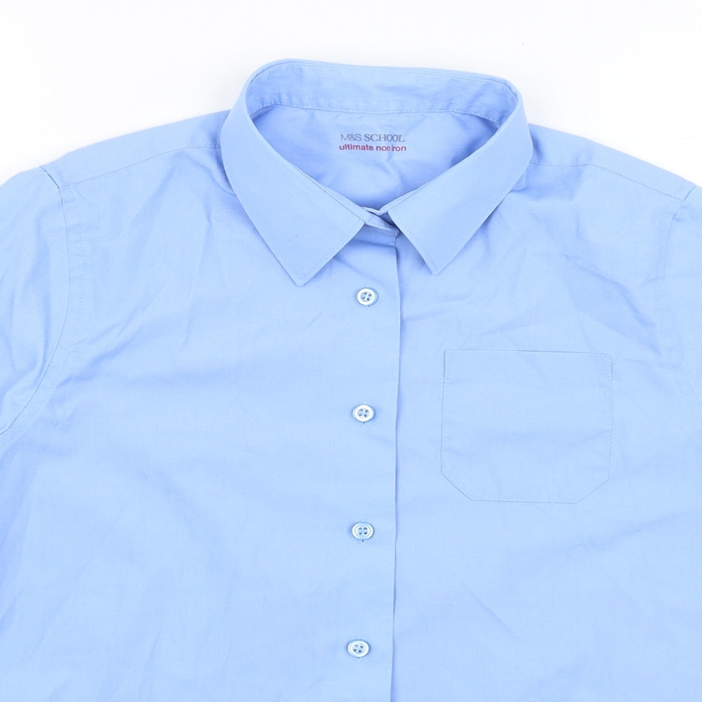 M&S Boys Blue   Basic Button-Up Size 12-13 Years