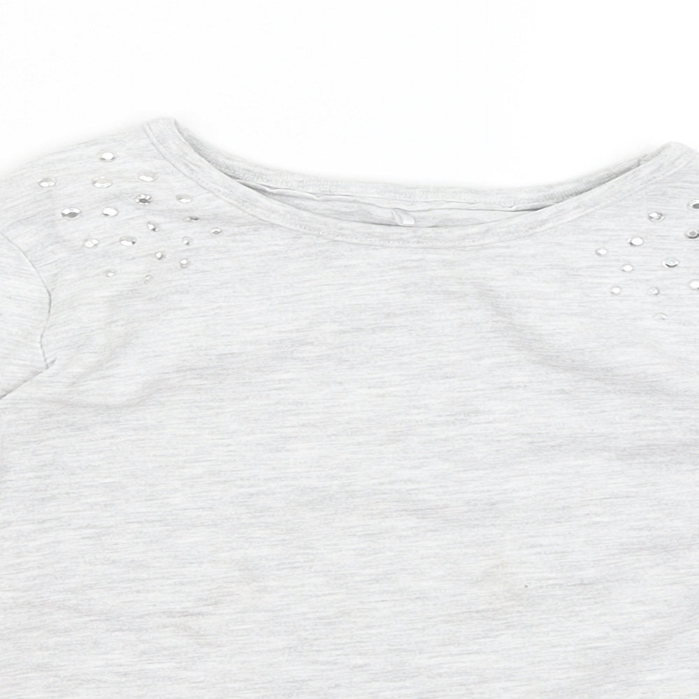 George Girls Grey   Basic T-Shirt Size 6-7 Years