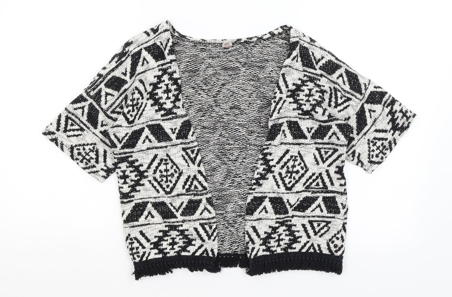 TU Girls White Geometric  Cardigan Jumper Size 8 Years