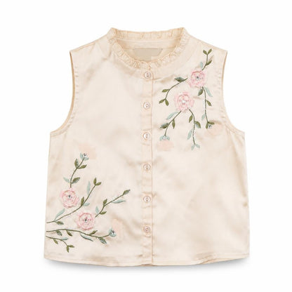 Front view of FG London girls’ pink basic button-up, size 5-6, years