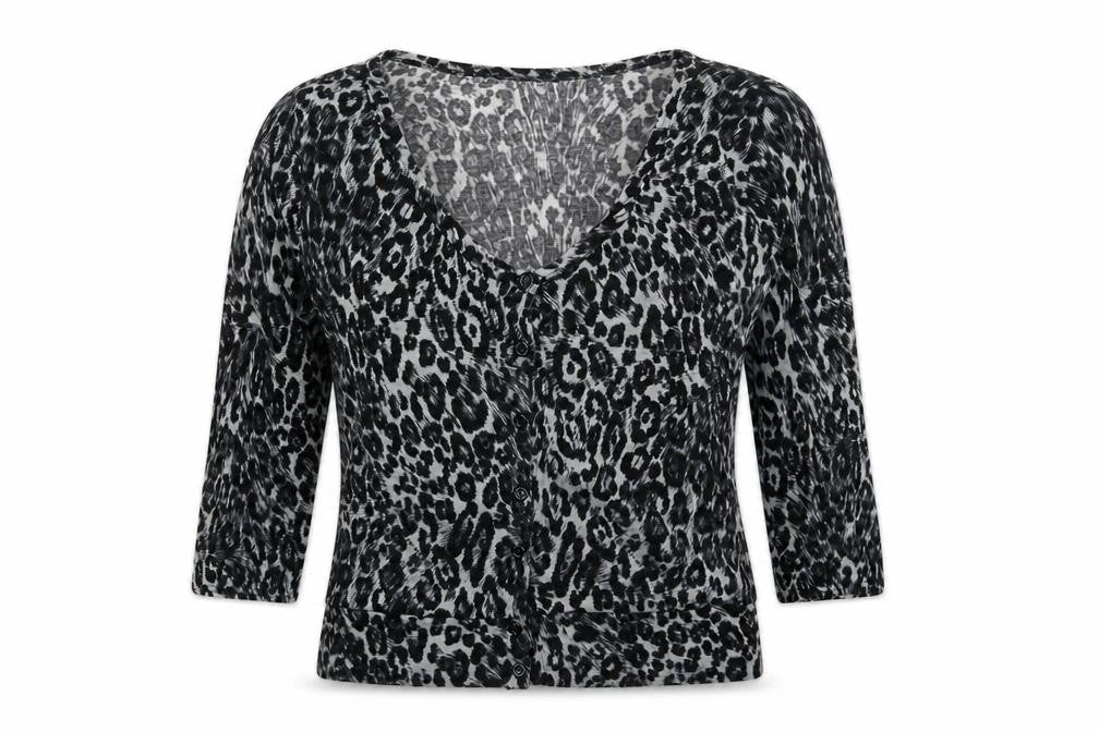 New Look Womens Grey Animal Print  Basic Button-Up Size 12