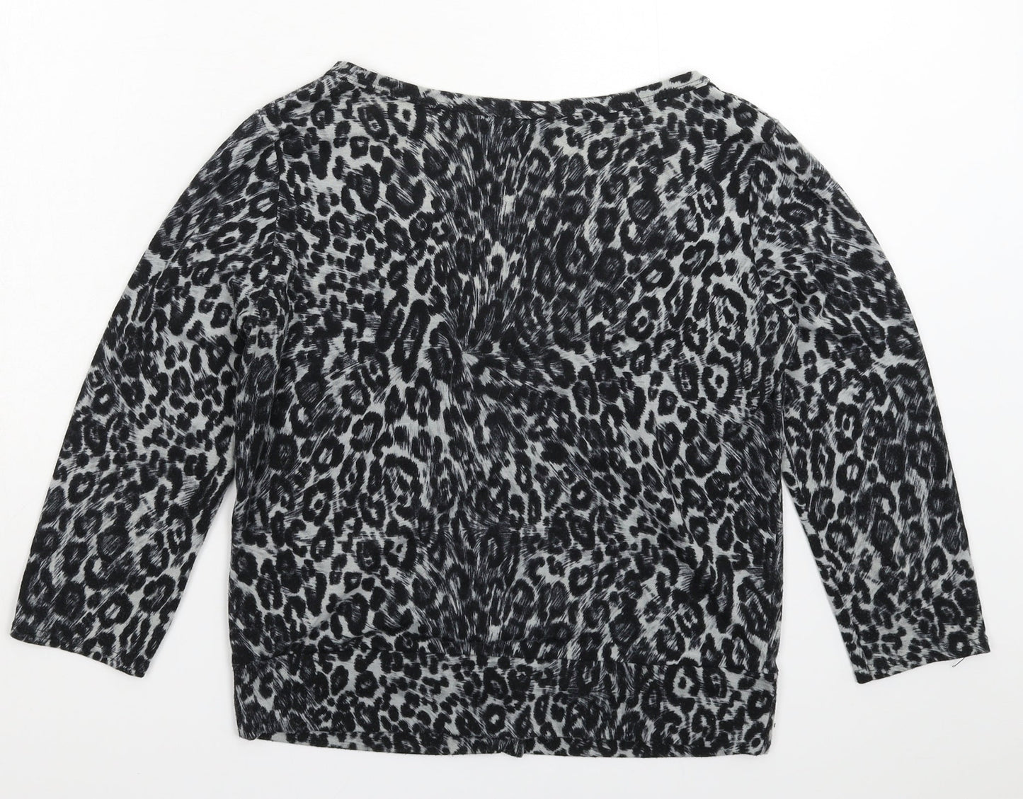 New Look Womens Grey Animal Print  Basic Button-Up Size 12