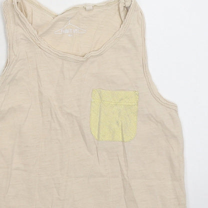 Close-up detail of Next girls’ beige basic tank, size 9, years