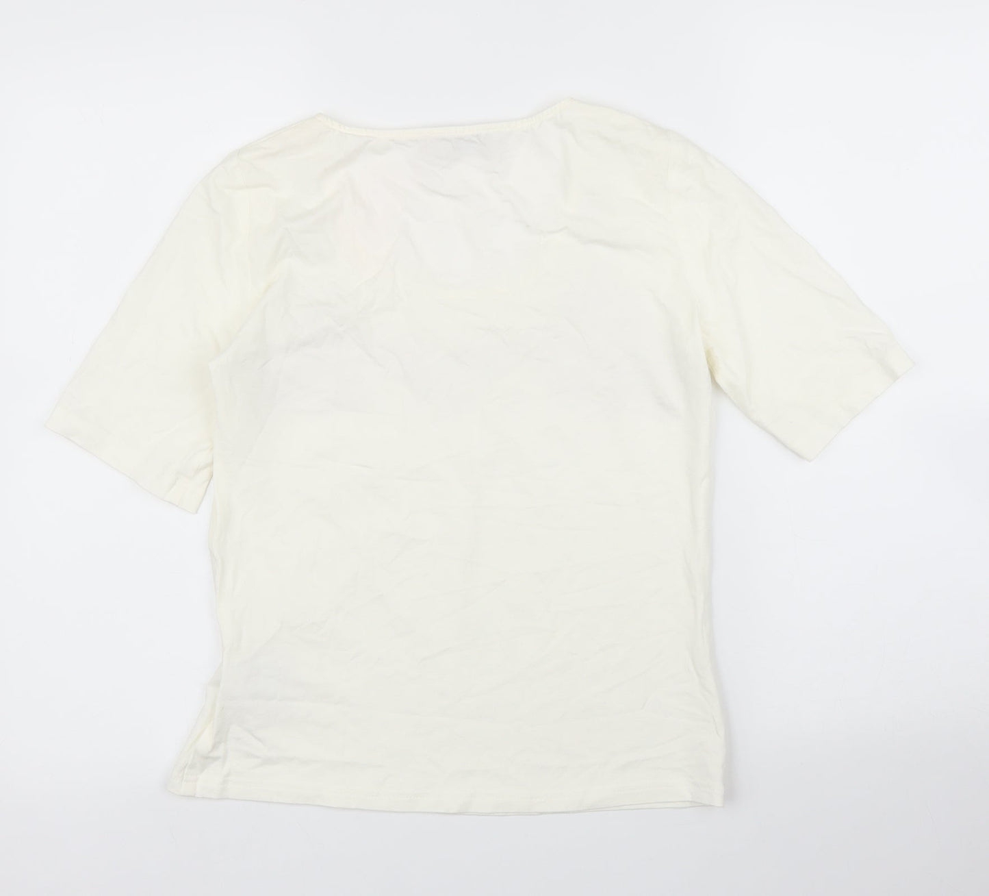 Hammer Womens Ivory Floral  Basic T-Shirt Size S