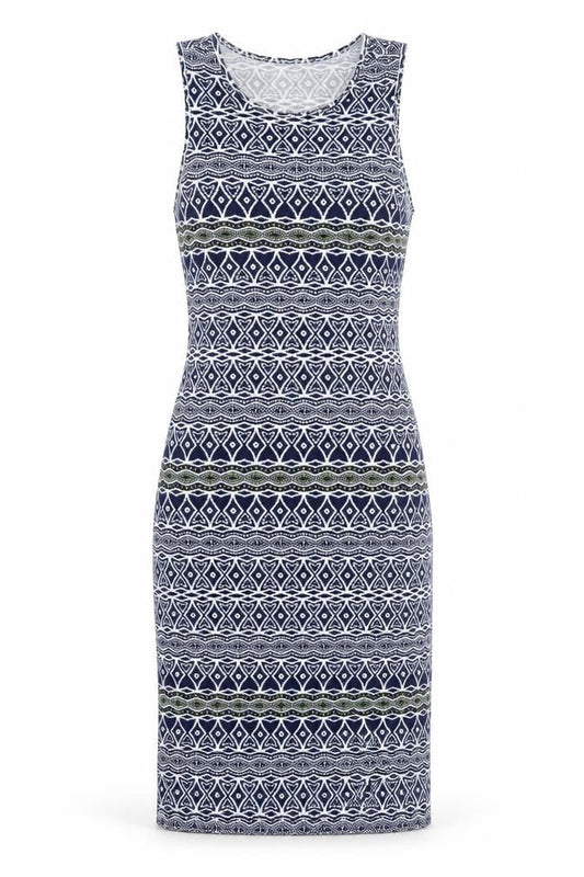 Womens Blue Geometric  Tank Dress  Size S