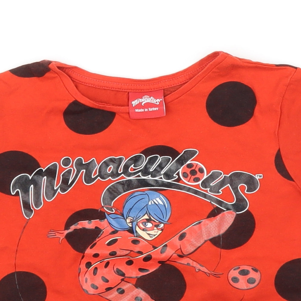 Primark Girls Red Polka Dot  Basic T-Shirt Size 2 Years