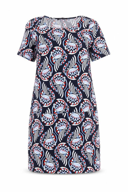 Marks and Spencer Womens Blue Geometric  A-Line  Size 10