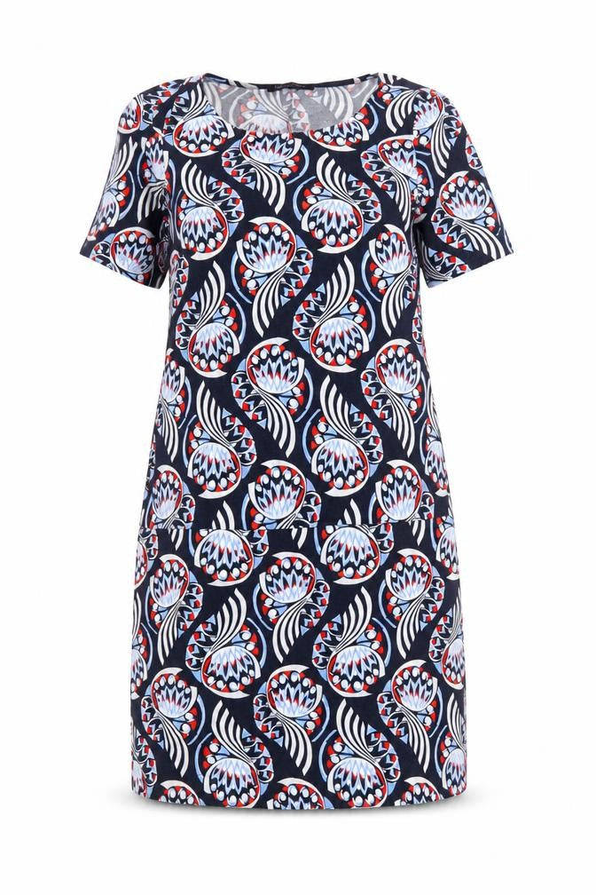 Marks & Spencer Womens Blue Geometric  A-Line  Size 10