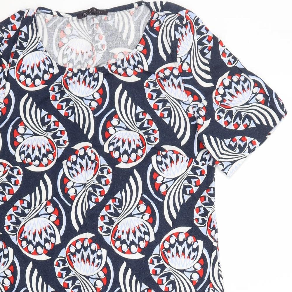 Marks and Spencer Womens Blue Geometric  A-Line  Size 10