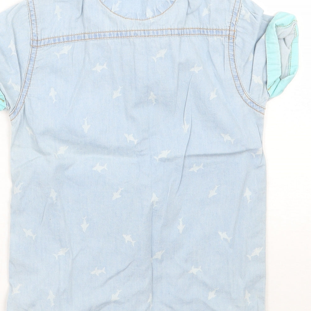 George Boys Blue   Basic Button-Up Size 4-5 Years  - Sharks