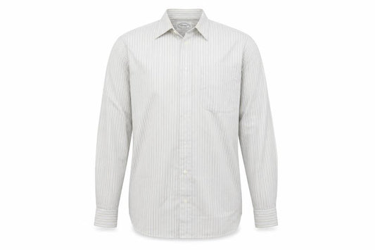 St Michael Mens Grey Striped Button-Up Size 15.5