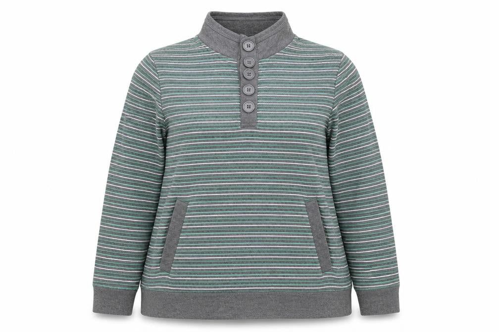 BM Womens Grey Striped  Pullover Sweatshirt Size L
