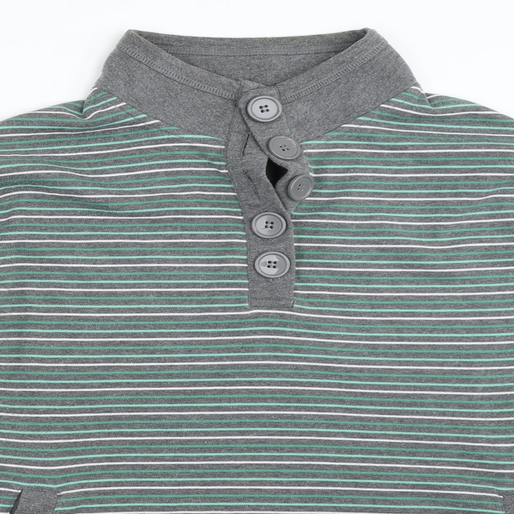 BM Womens Grey Striped  Pullover Sweatshirt Size L