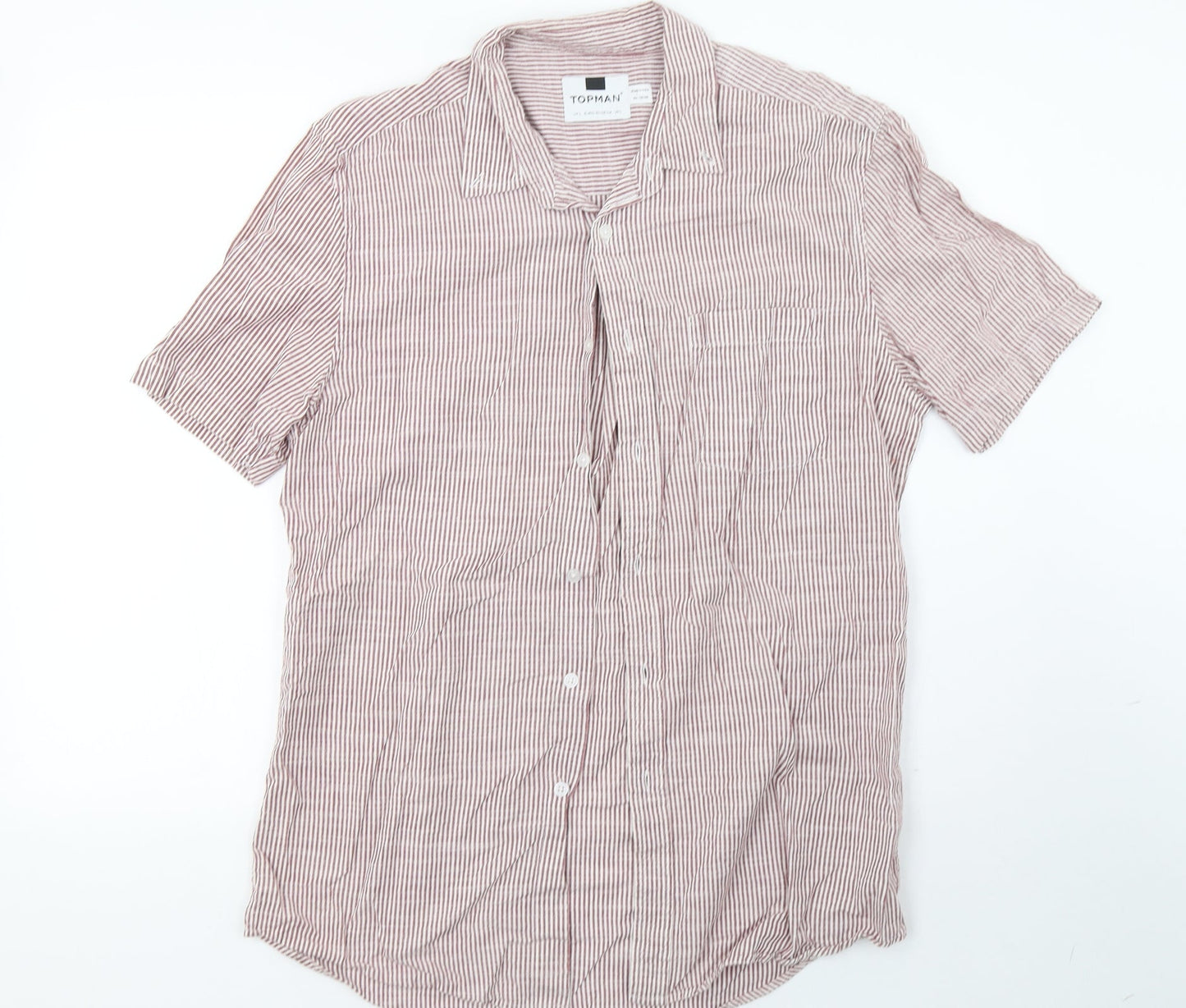 Topman Mens Red Striped   Button-Up Size L