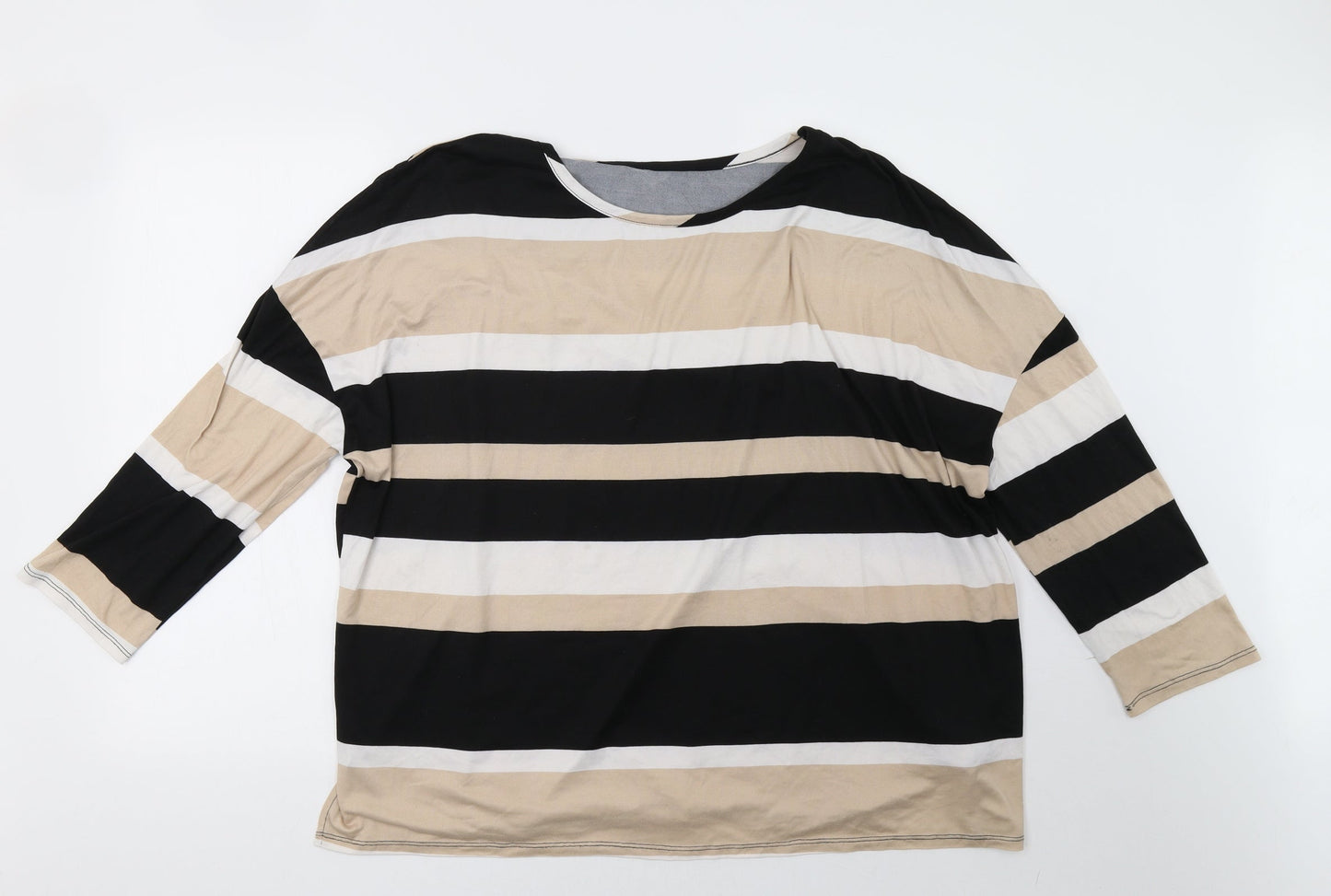 PEP&CO Womens Beige Striped  Pullover Sweatshirt Size 16