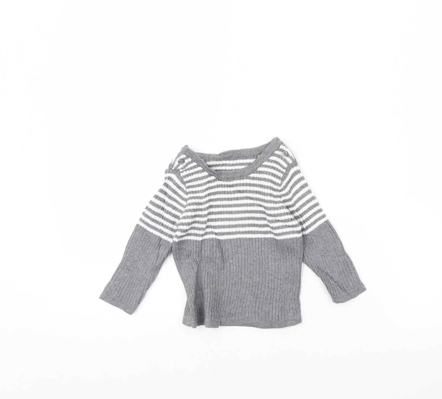 Preworn Baby Grey Striped  Pullover Jumper Size 3-6 Months
