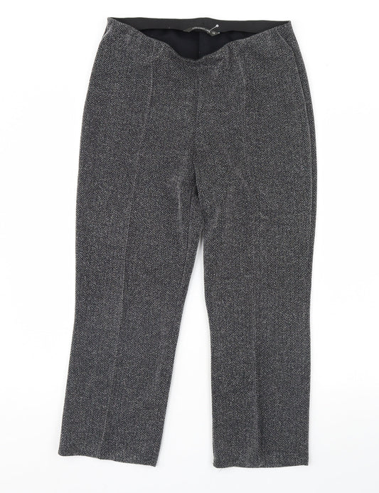 Straight Leg Womens Grey Herringbone  Trousers  Size 12 L28 in