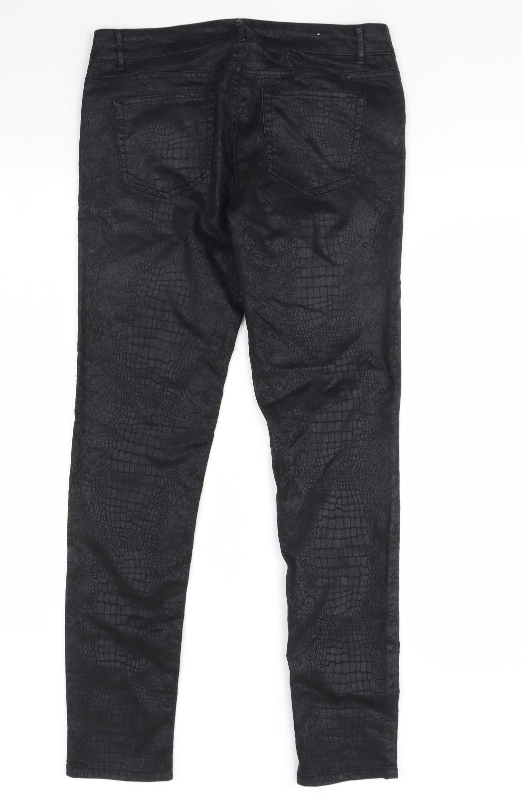 Sapphire Womens Black Animal Print  Trousers  Size 32 in L29 in