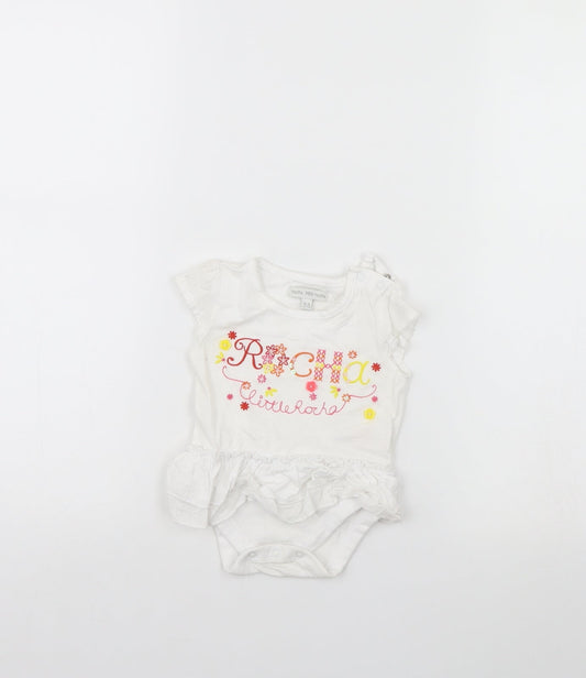 Rocha Little Rocha Girls White   Babygrow One-Piece Size 0-3 Months