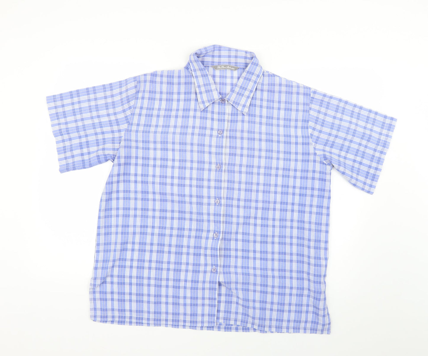 the pearl collection Womens Blue Check  Basic Button-Up Size 16