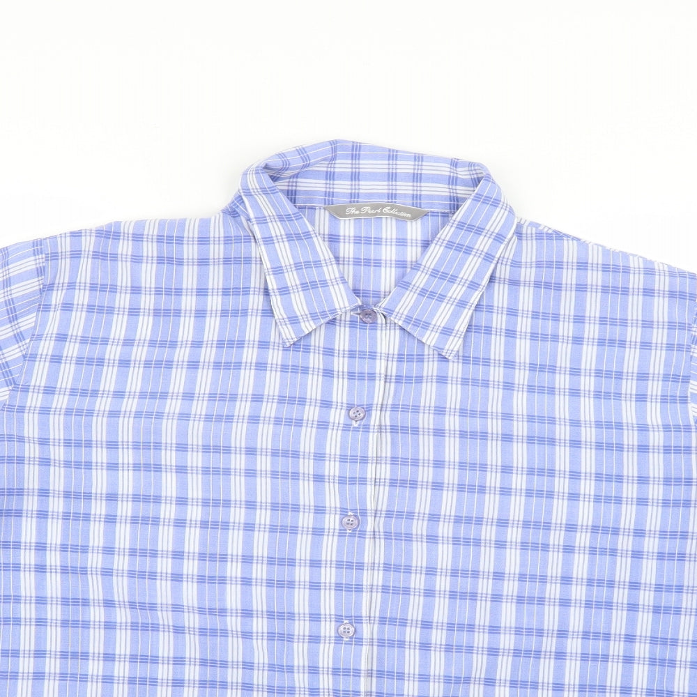 the pearl collection Womens Blue Check  Basic Button-Up Size 16