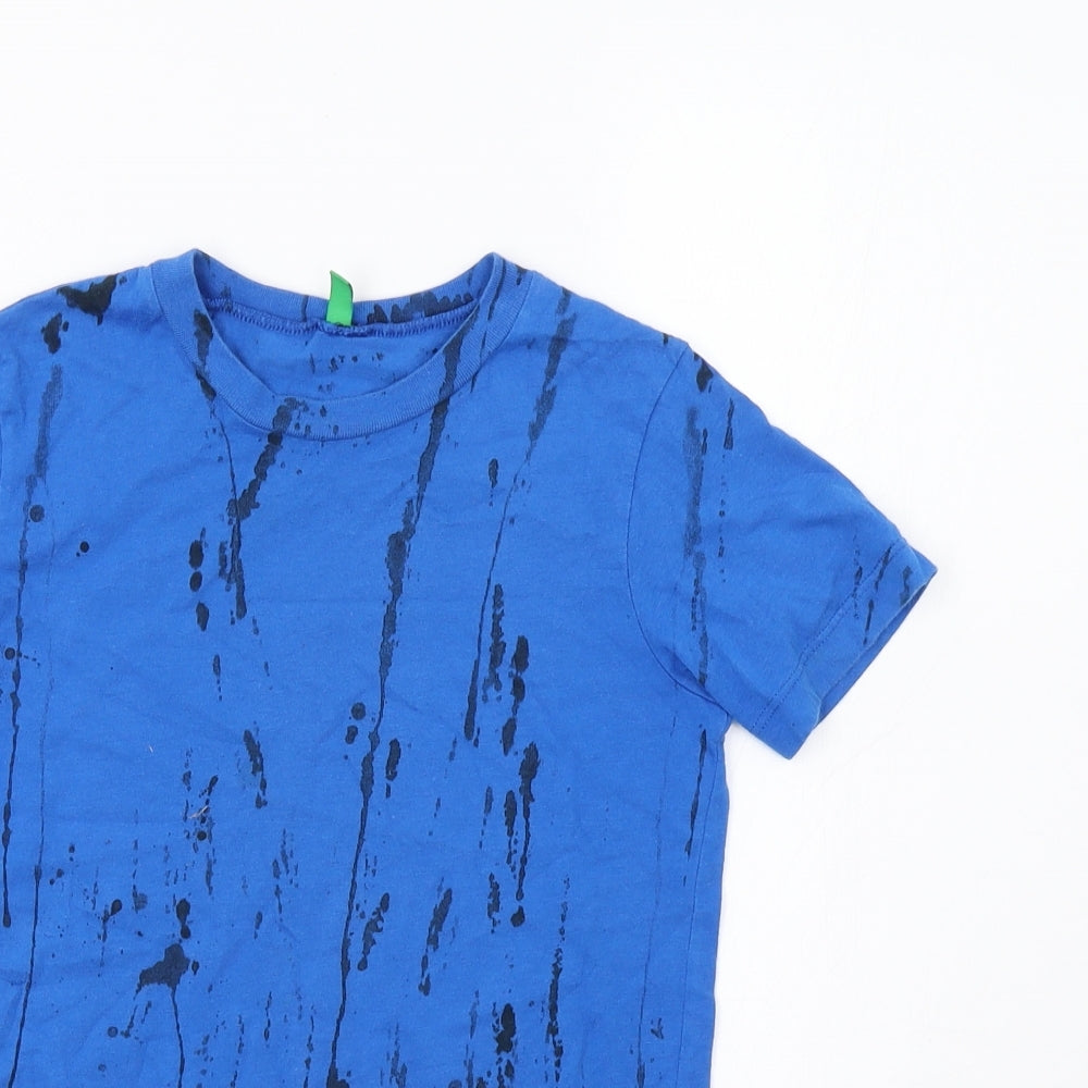 Benetton Girls Blue Geometric  Basic Polo Size 6-7 Years  - Asymetric