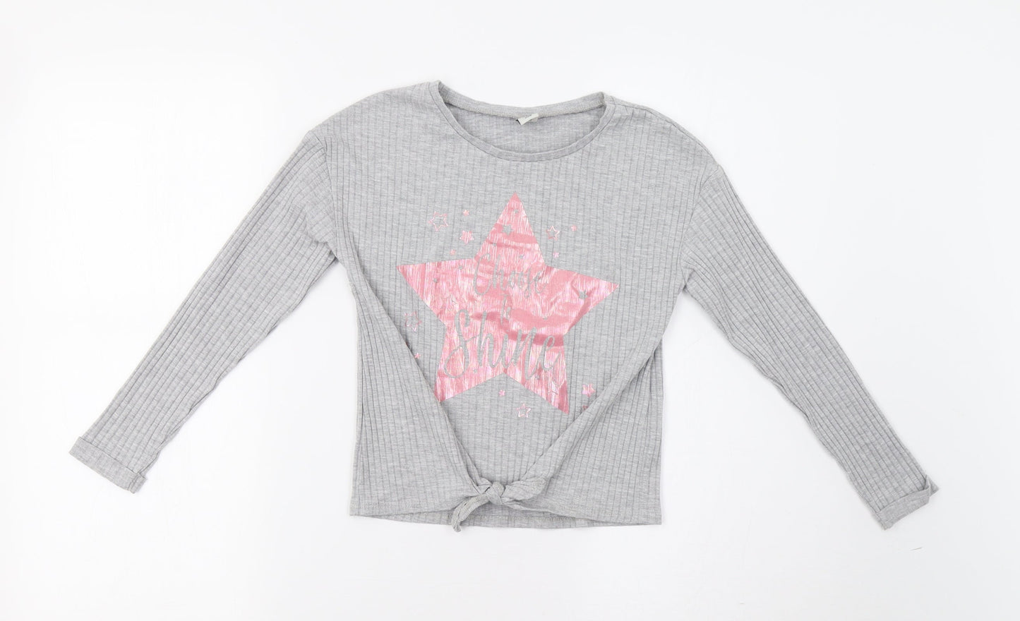 TU Girls Grey   Basic Blouse Size 9 Years  - Star
