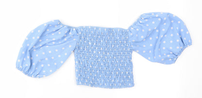 Missimo Womens Blue Polka Dot  Basic Blouse Size 6  - Elasticated Bodice