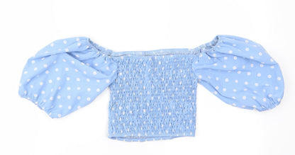 Missimo Womens Blue Polka Dot  Basic Blouse Size 6  - Elasticated Bodice
