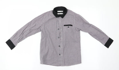 Additional front view of Autograph boys’ brown check basic button-up, size 8, years