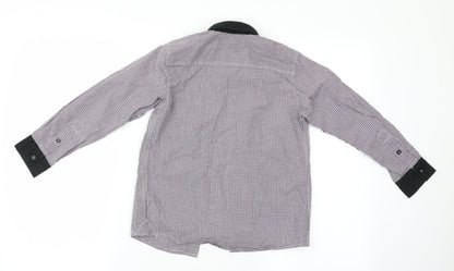 Back view of Autograph boys’ brown check basic button-up, size 8, years