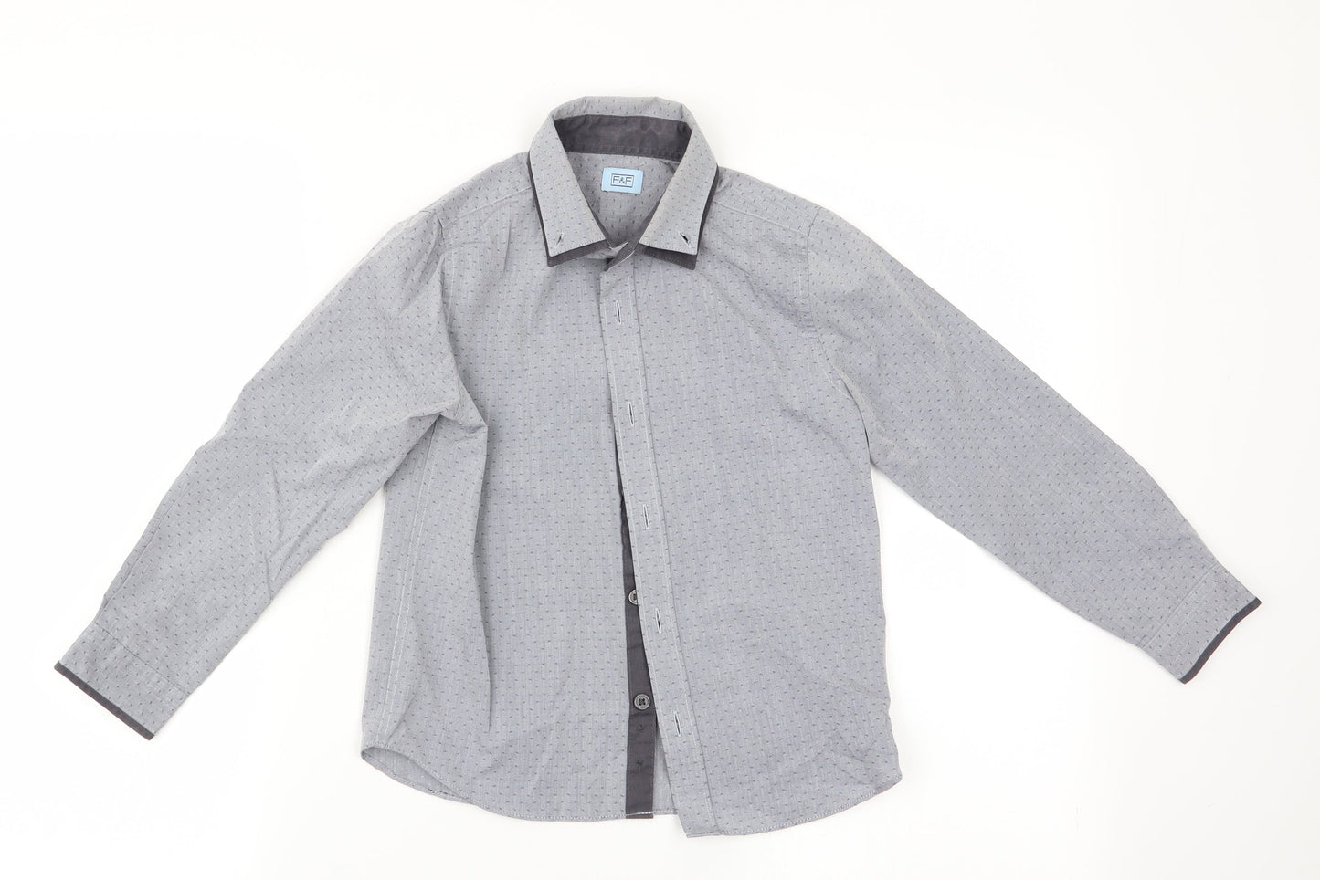 Florence and Fred Boys Grey Polka Dot  Basic Dress Shirt Size 6-7 Years