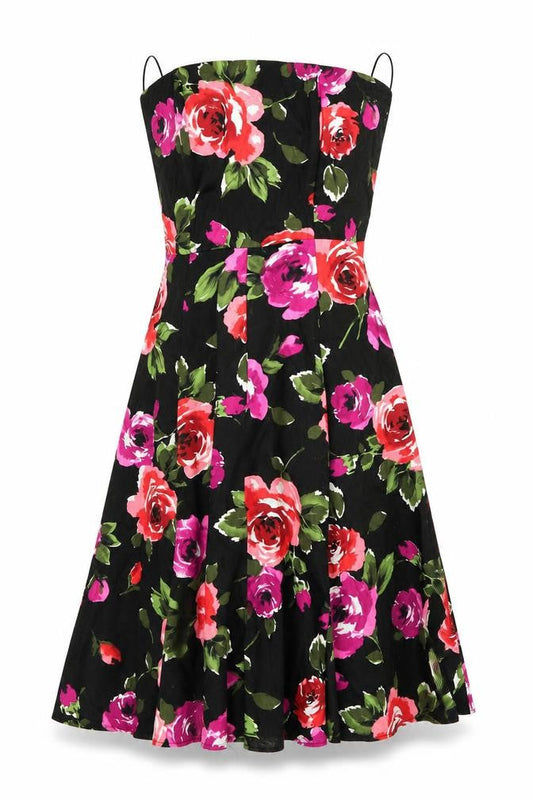 New Look Womens Black Floral  Fit & Flare  Size 10
