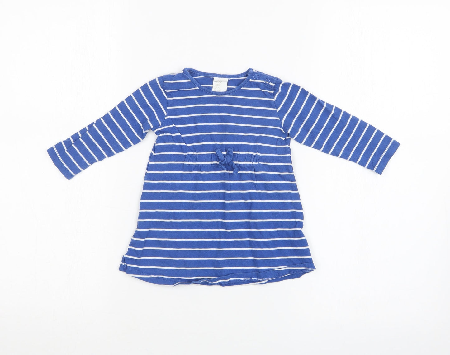 H&M Girls Blue Striped  T-Shirt Dress  Size 6-9 Months