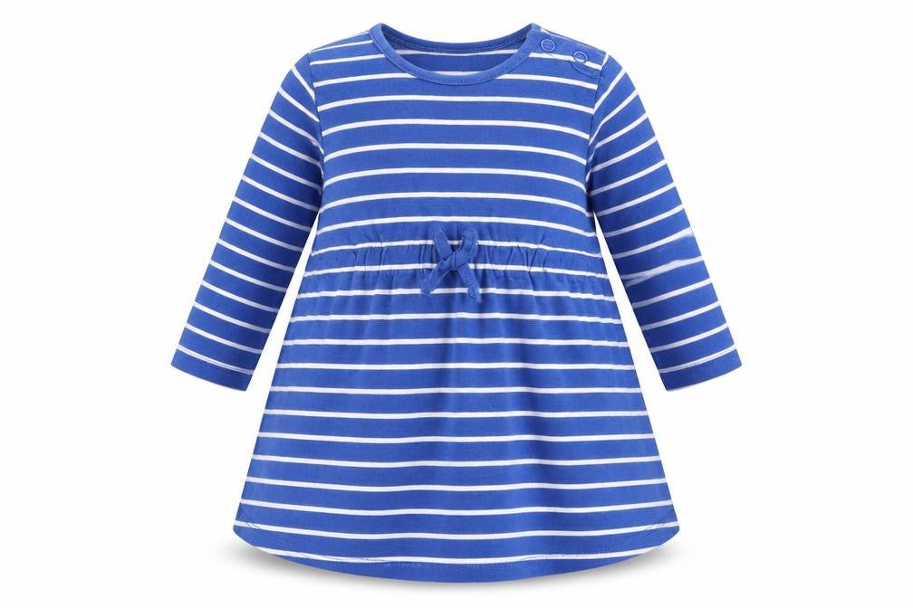H&M Girls Blue Striped  T-Shirt Dress  Size 6-9 Months