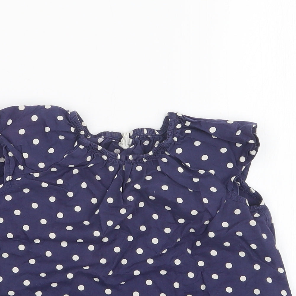 H&M Girls Blue Polka Dot  Basic T-Shirt Size 12-18 Months