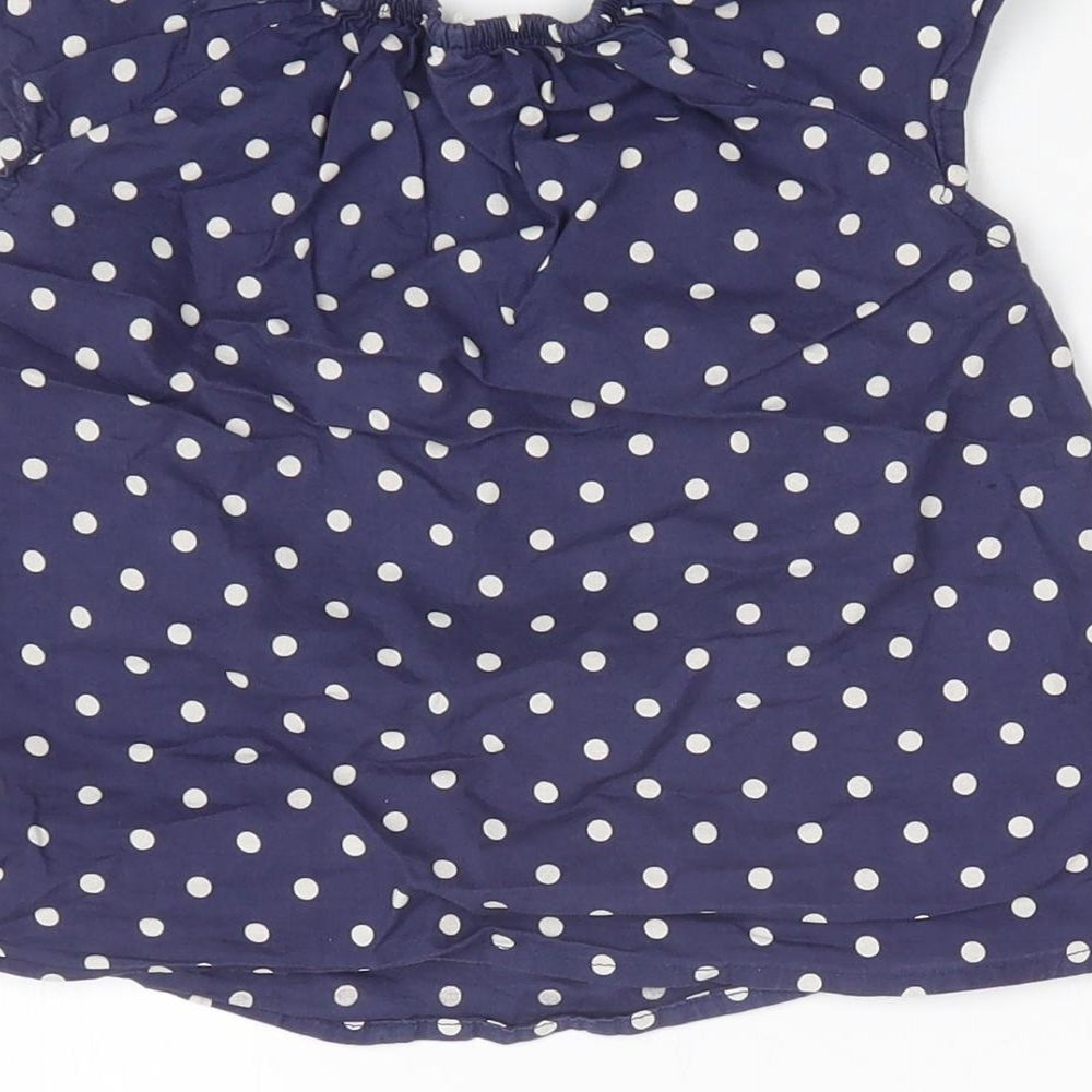 H&M Girls Blue Polka Dot  Basic T-Shirt Size 12-18 Months