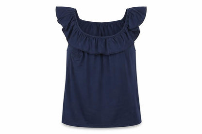 Front view of H&M girls’ blue basic t-shirt, size 12-13, years