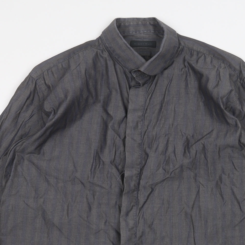 Cotton Womens Black   Basic Button-Up Size L